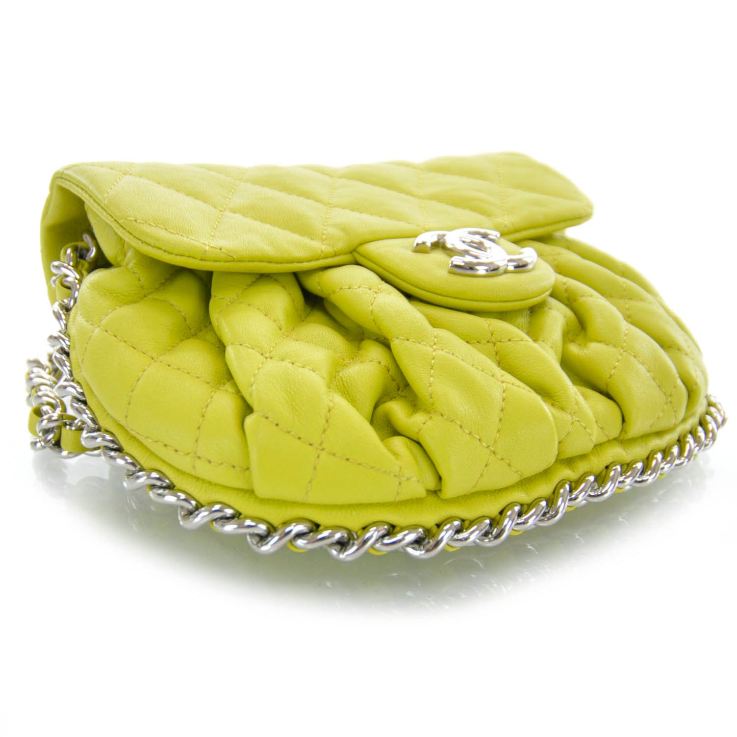 Washed Lambskin Mini Chain Around Messenger Neon Yellow 12C