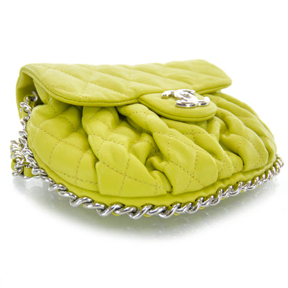 Chanel Washed Lambskin Mini Chain Around Messenger Neon Yellow 12C 4 of 8