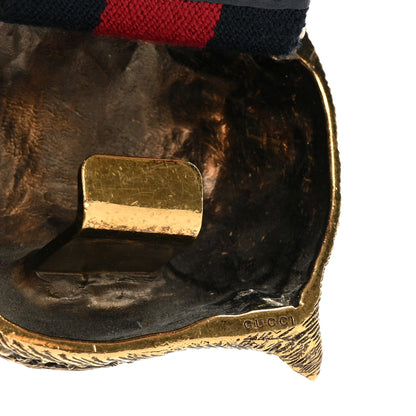 Gucci Web Feline Buckle Belt 80 32 Blue Red 5 of 5