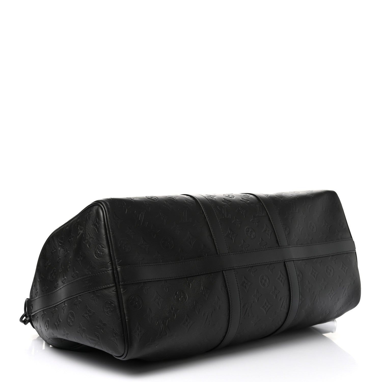 Louis Vuitton Calfskin Shadow Monogram Keepall Bandouliere 50 Black 3 of 8