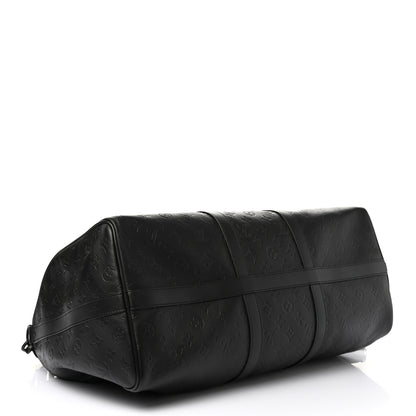 Louis Vuitton Calfskin Shadow Monogram Keepall Bandouliere 50 Black 3 of 8
