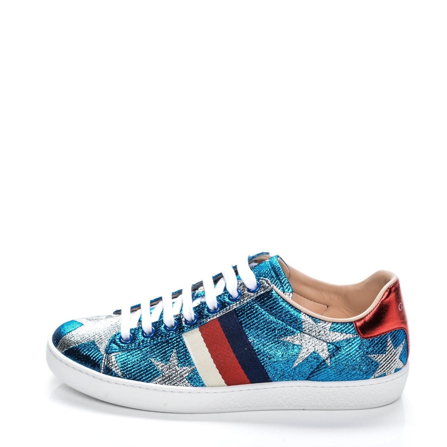 Gucci Lurex Starry Sky Sylvie Web New Ace Sneakers 35.5 Bluette Silver 1 of 8