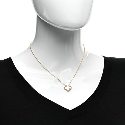 Van Cleef & Arpels 18K Yellow Gold Mother of Pearl Vintage Alhambra Pendant Necklace 2 of 5