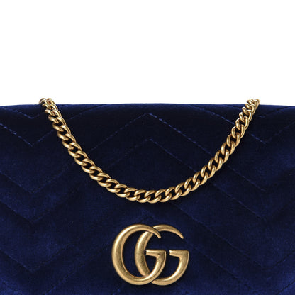 Gucci Velvet Matelasse GG Marmont Mini Bag Cobalt Blue 10 of 11