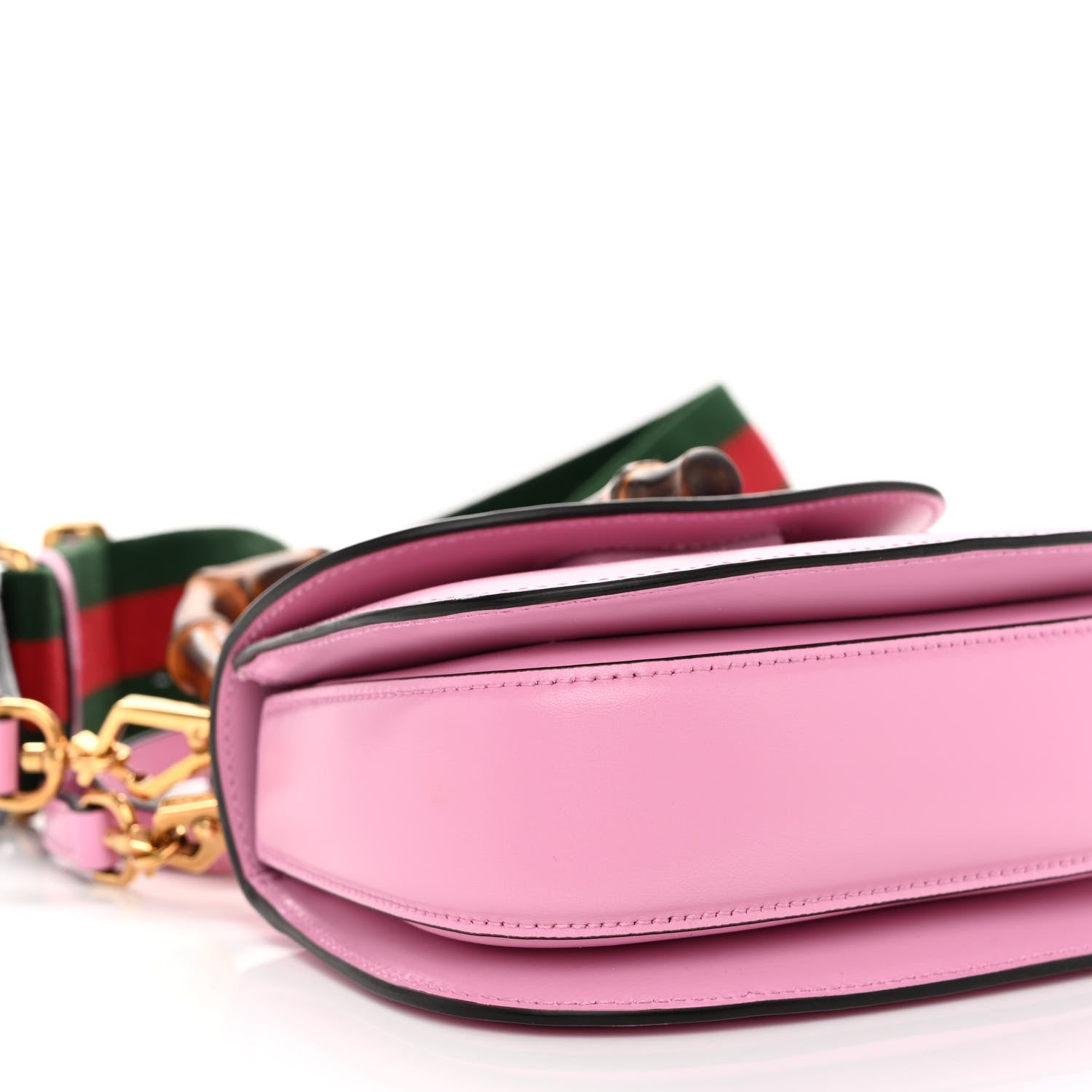 Gucci Boarded Dyana Lux Calfskin Web Mini Bamboo 1947 Top Handle Bag Nice Pink 8 of 9