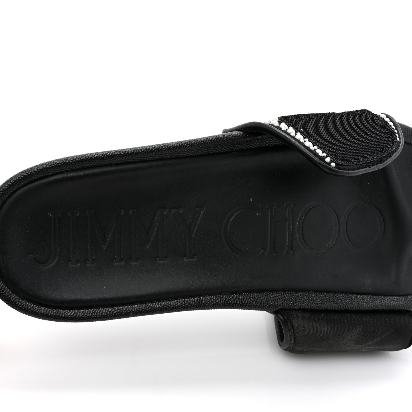 Canvas Pearl Embellished Fitz Slide Sandals 39 Black