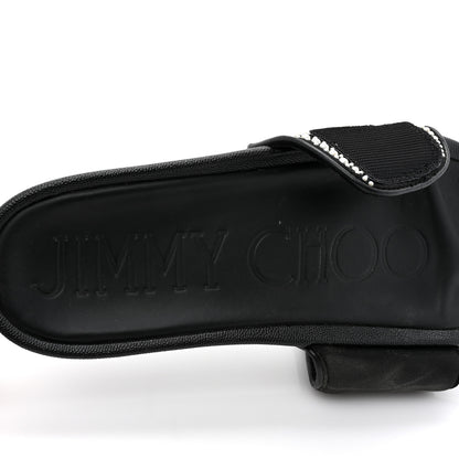 Jimmy Choo Canvas Pearl Embellished Fitz Slide Sandals 39 Black 9 of 9