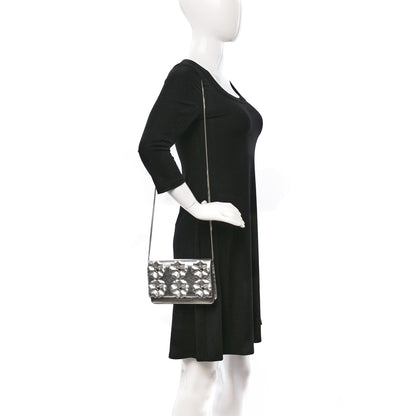 Fendi Vitello Catalan Mirror Flowerland Tube Wallet On Chain Argento 3 of 11