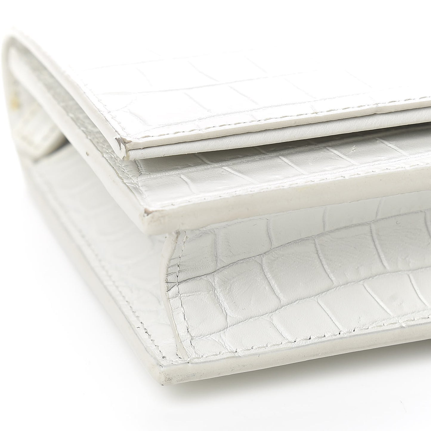Calfskin Crocodile Embossed Kate Monogram Tassel Chain Wallet Cremasoft
