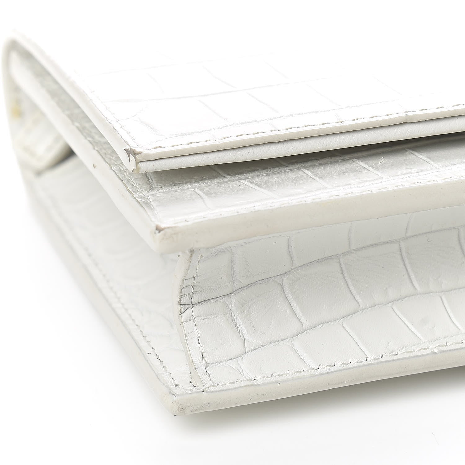 Saint Laurent Calfskin Crocodile Embossed Kate Monogram Tassel Chain Wallet Cremasoft 7 of 13