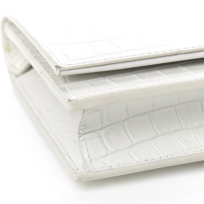 Saint Laurent Calfskin Crocodile Embossed Kate Monogram Tassel Chain Wallet Cremasoft 7 of 13