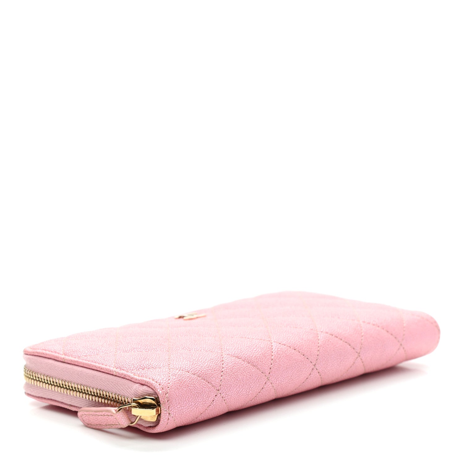Chanel Iridescent Caviar Quilted Large Zip Around Wallet Pink 4 of 9