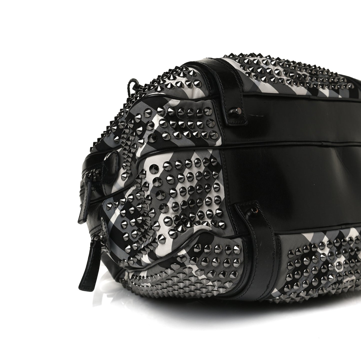 Nylon Beat Check Studded Satchel Black