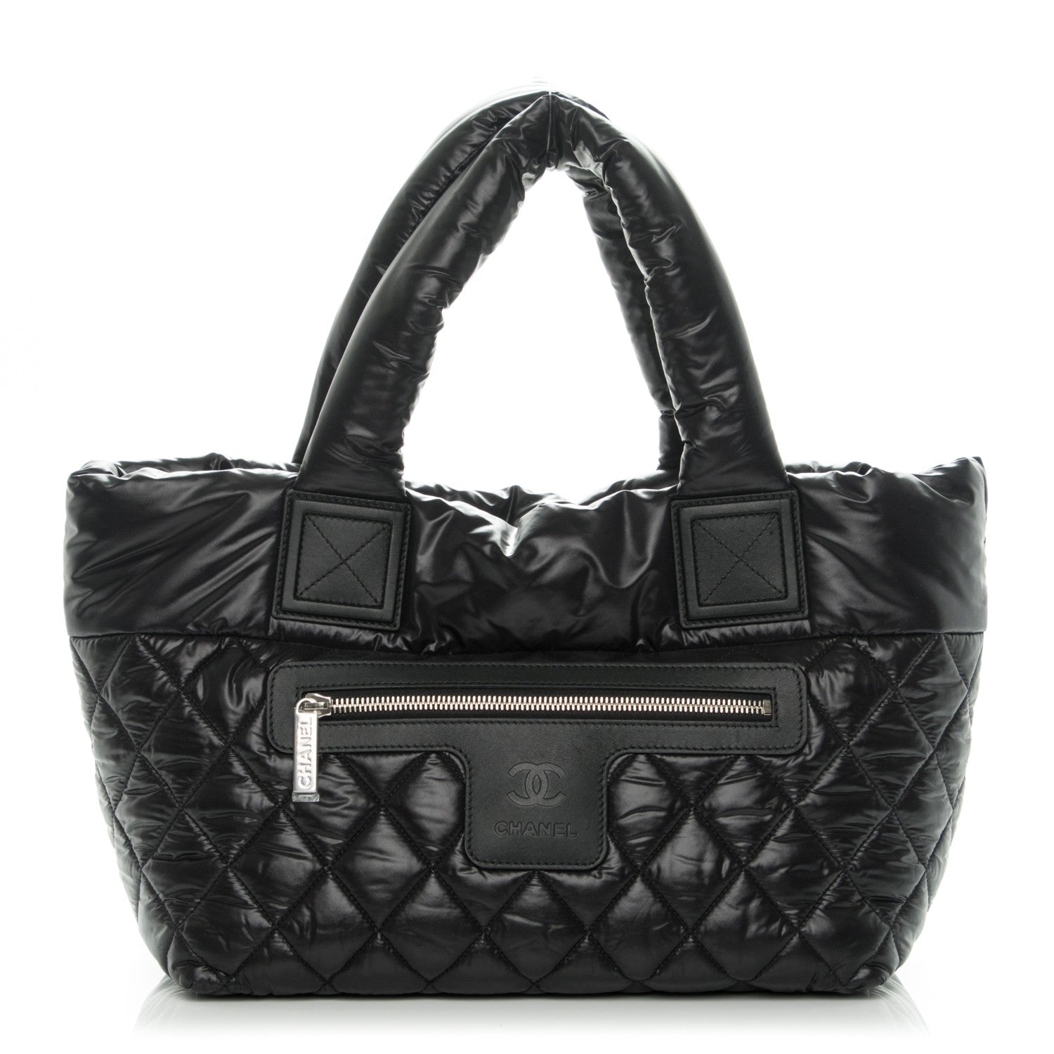 Chanel Nylon Quilted Coco Cocoon Medium Reversible Tote Black Red 1 of 7