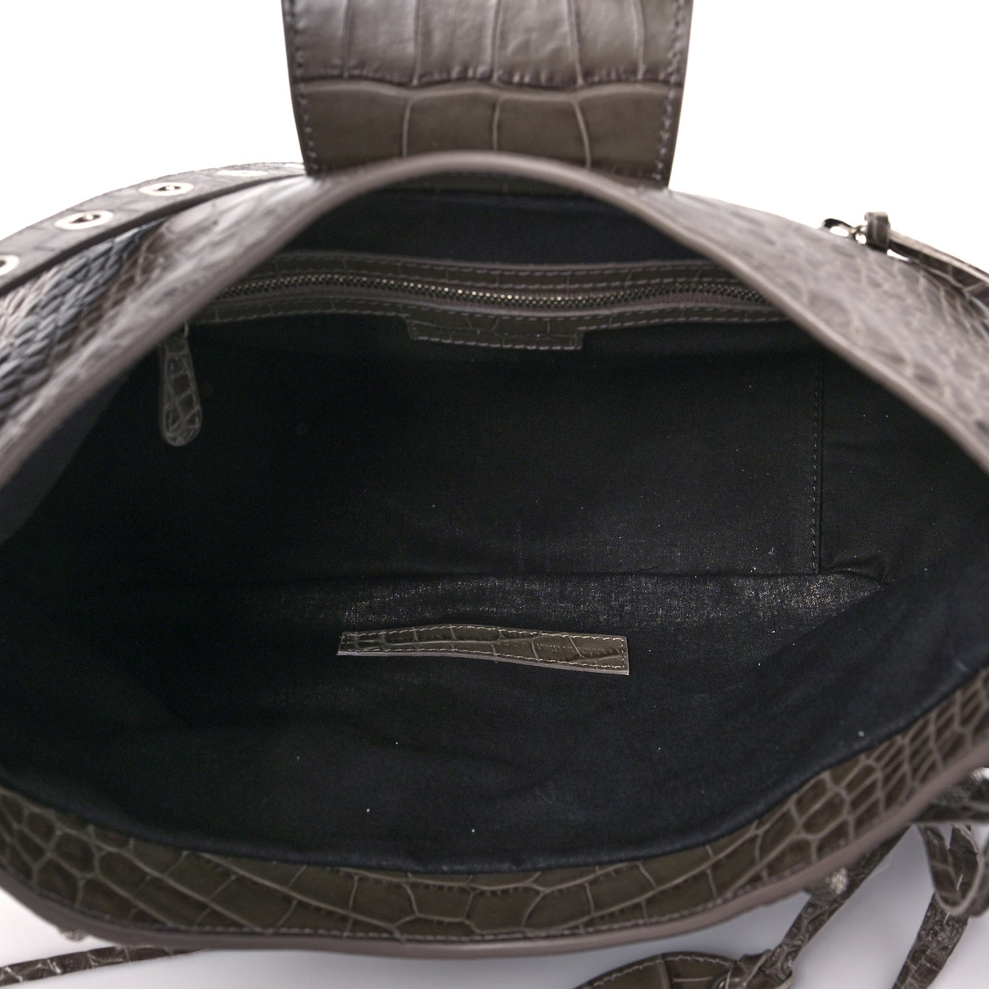 Extra Supple Calfskin Crocodile Embossed Medium Le Cagole Shoulder Bag Medium Grey