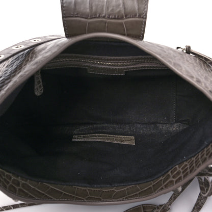 Balenciaga Extra Supple Calfskin Crocodile Embossed Medium Le Cagole Shoulder Bag Medium Grey 5 of 8