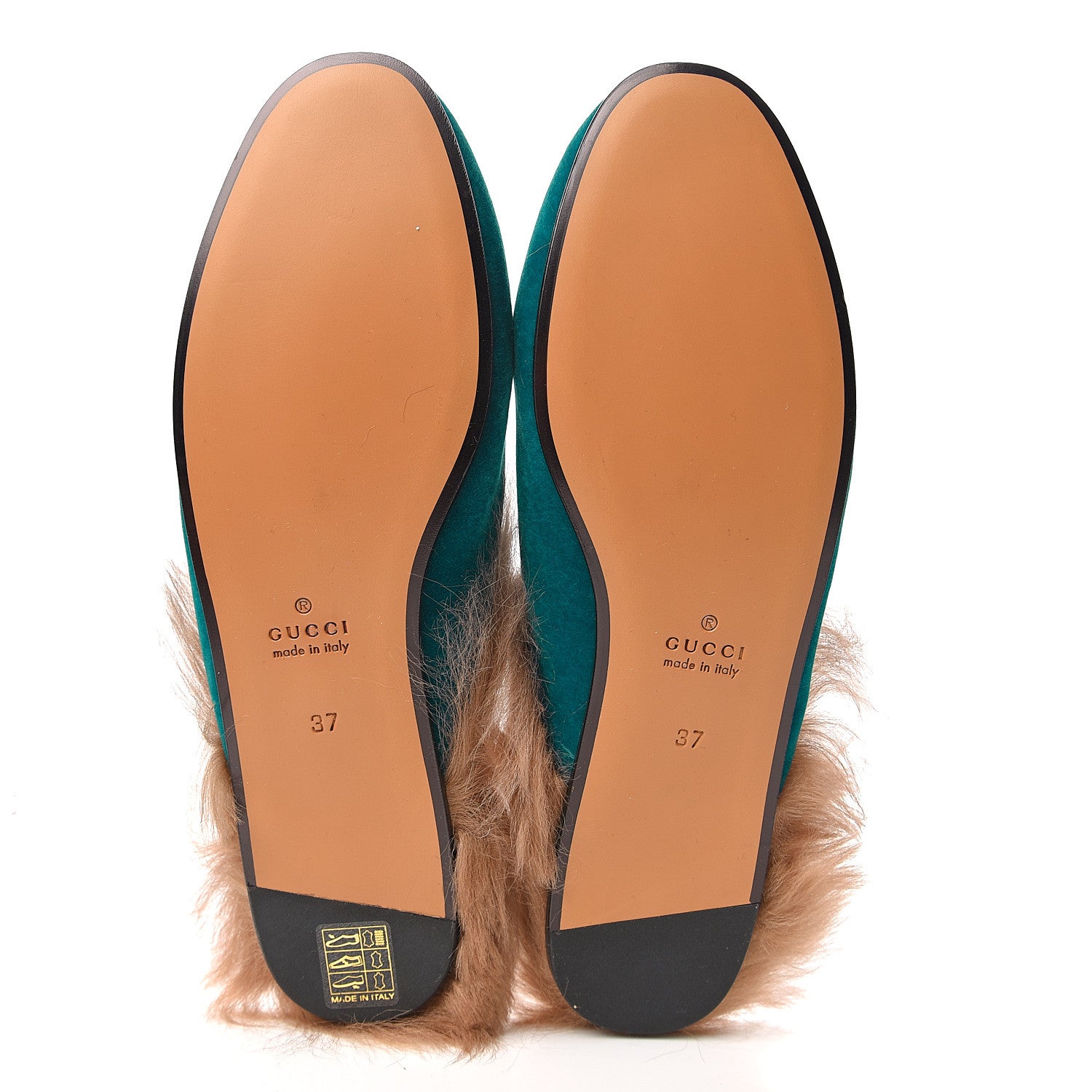 Gucci Velvet Fur Womens Princetown Slippers 37 Cyan 5 of 8
