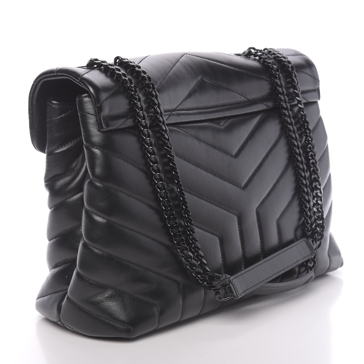 Saint Laurent Calfskin Y Quilted Monogram Medium Loulou Chain Satchel Black 3 of 9