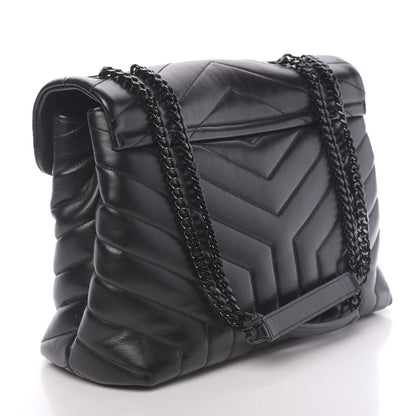 Saint Laurent Calfskin Y Quilted Monogram Medium Loulou Chain Satchel Black 3 of 9
