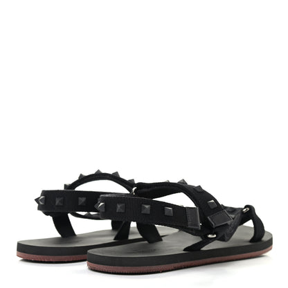 Valentino Garavani Nylon Rockstud Velcro Sandals 39 Black 4 of 9