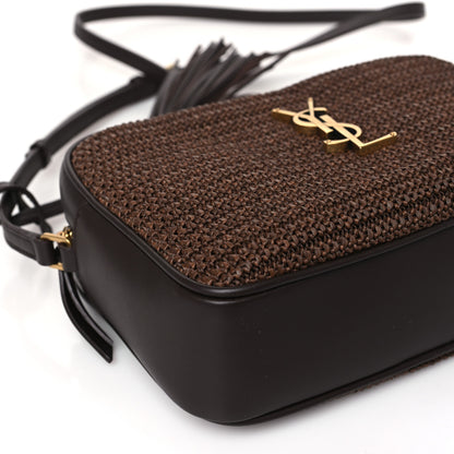 Saint Laurent Raffia Canvas Monogram Lou Camera Bag Dark Chocolate 8 of 9