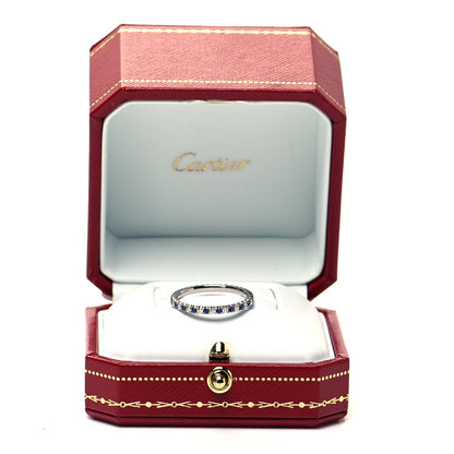 Cartier Platinum Diamond Blue Sapphire 2mm Etincelle de Cartier Wedding Band Ring 55 7.25 4 of 5