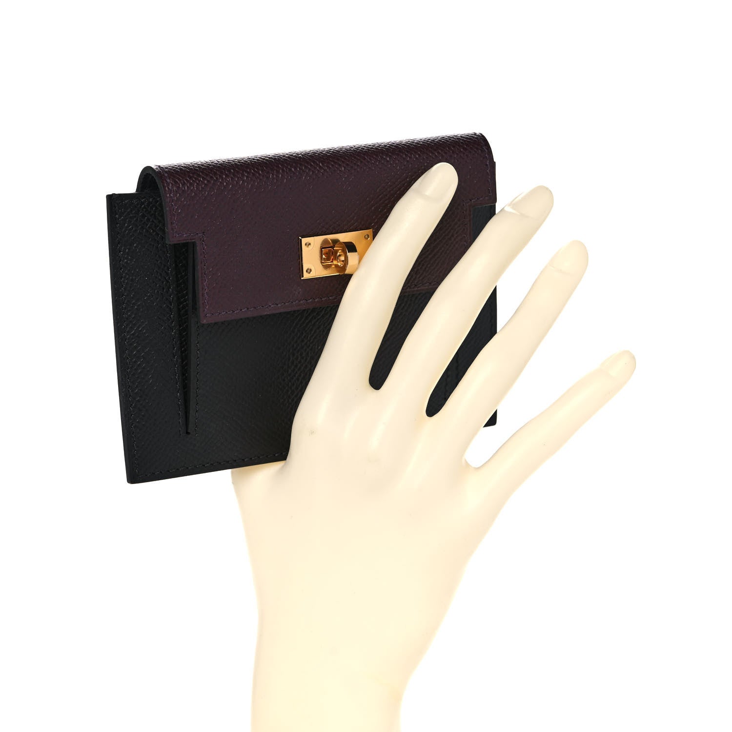 Hermes Epsom Tri-Color Kelly Pocket Compact Wallet Rouge Sellier Black Bleu Saphir 2 of 8