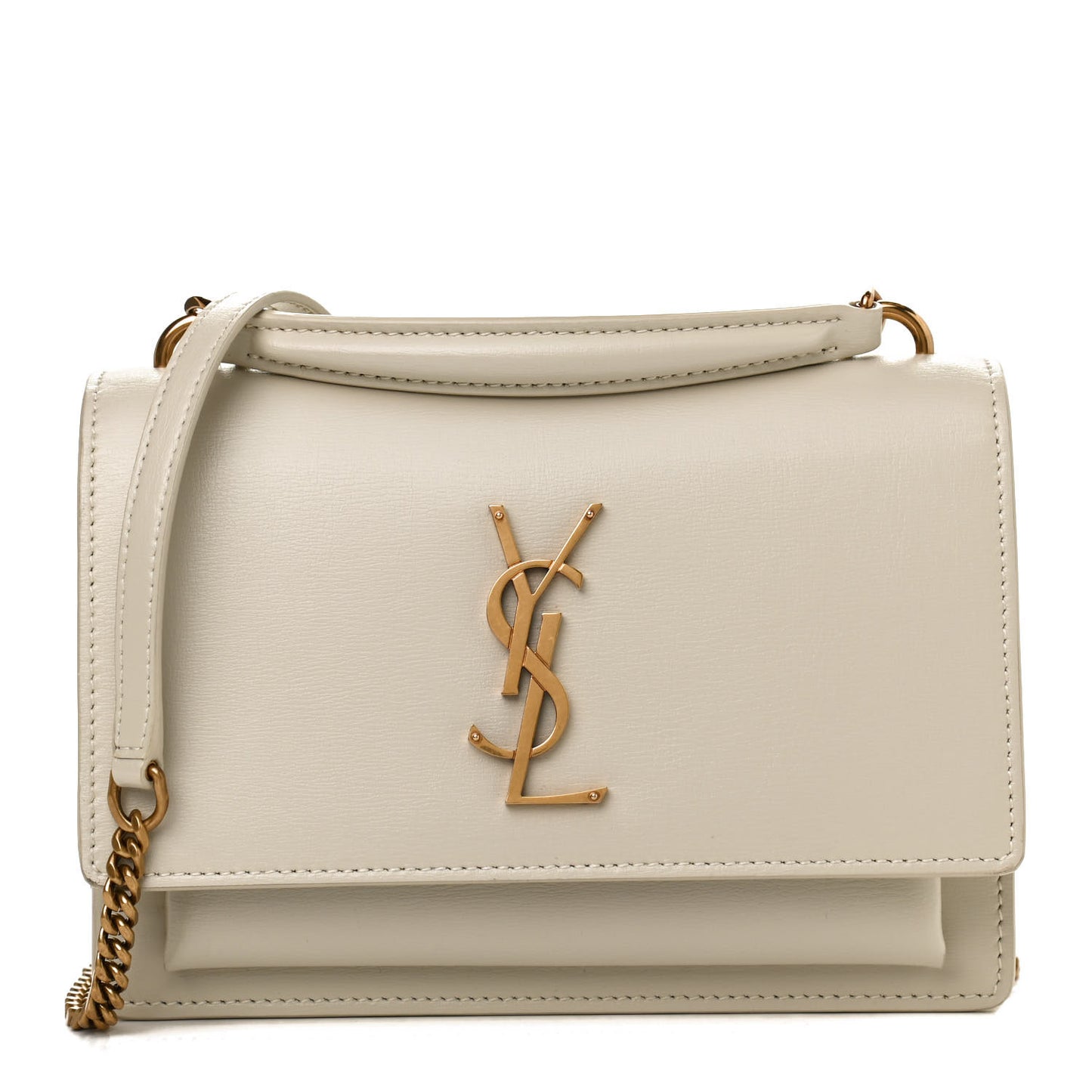 Calfskin Monogram Sunset Chain Wallet Blanc Vintage