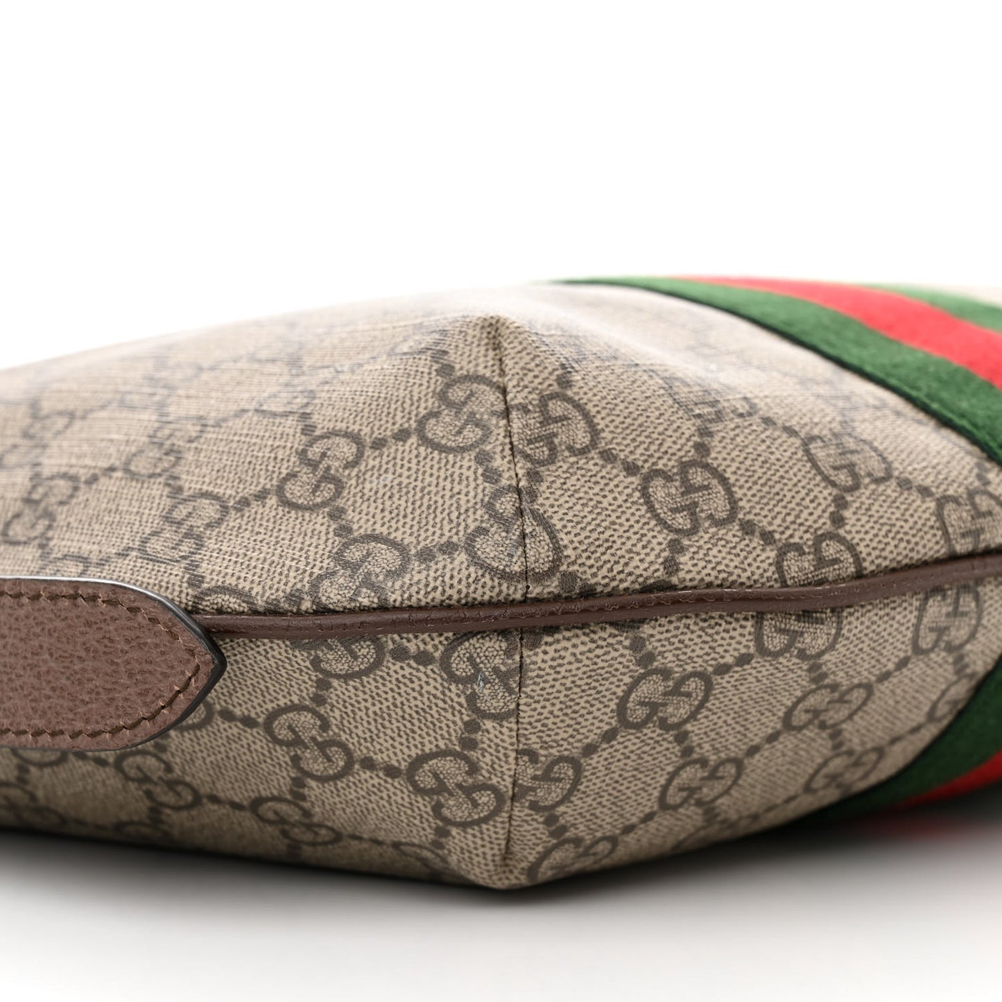 GG Supreme Monogram Web Small Ophidia Half Moon Hobo Brown