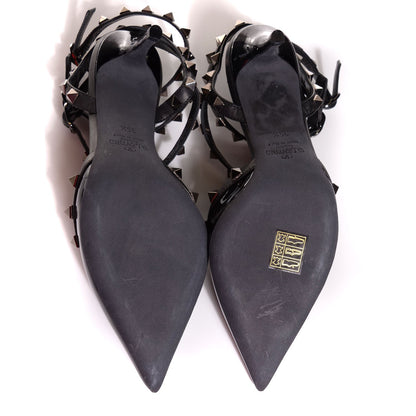 Valentino Garavani Patent Nappa Rockstud Ankle Strap 65mm Pumps 35.5 Black 5 of 7