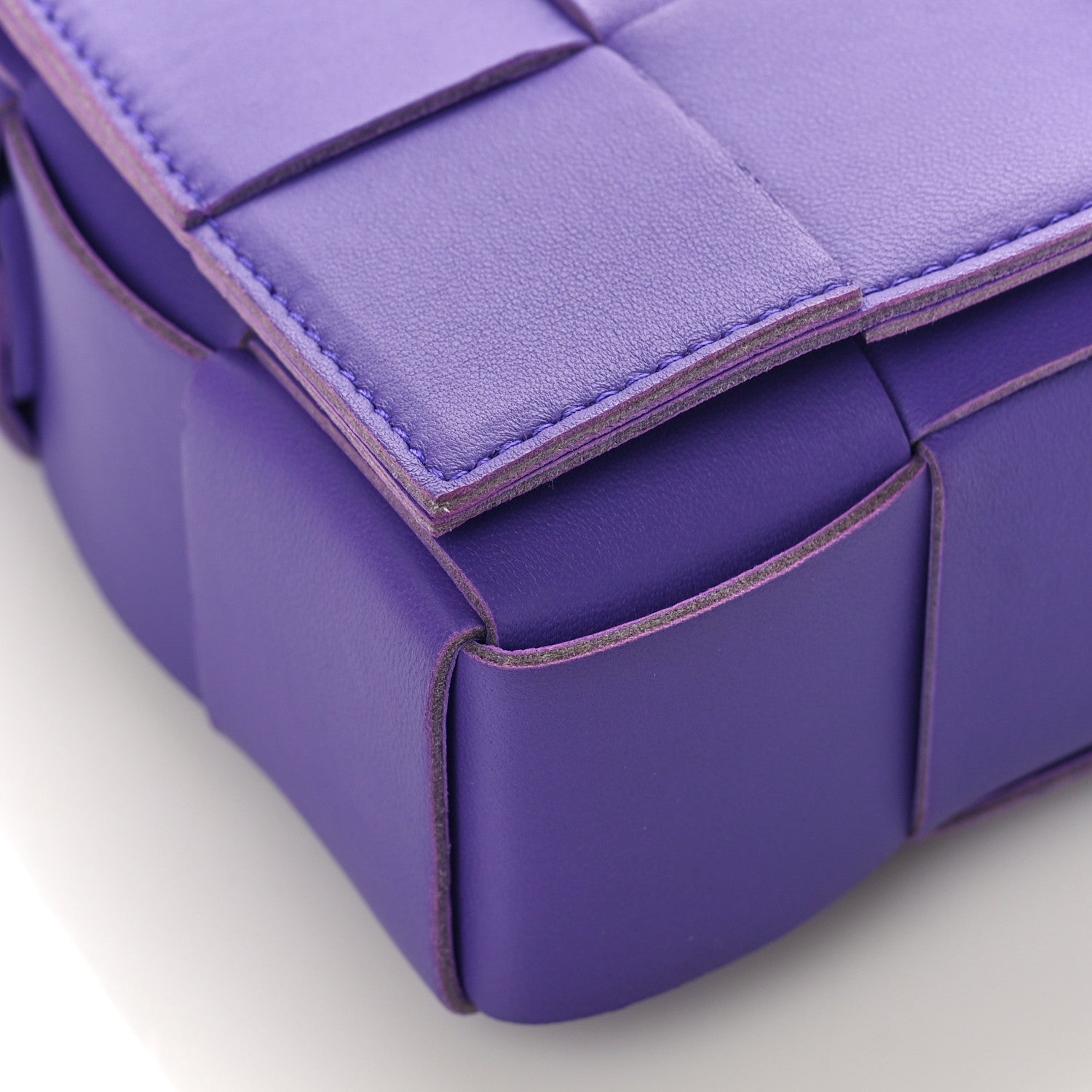 Bottega Veneta Lambskin Maxi Intrecciato Cassette Crossbody Bag Purple 7 of 8