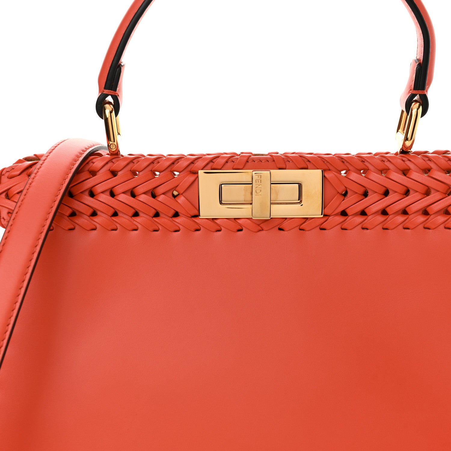 Fendi Vitello King Ceylon Shiny Nappa Woven Medium Peekaboo I SEE U Satchel Tulipano 9 of 11