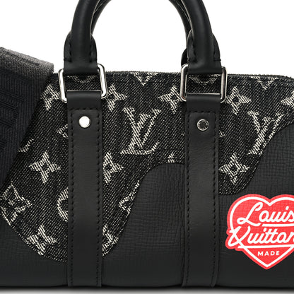 Louis Vuitton X NIGO Taurillon Monogram Denim Drip Keepall XS Black 7 of 10