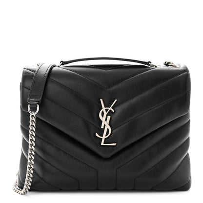 Saint Laurent Calfskin Y Quilted Monogram Small Loulou Chain Satchel Black 1 of 10