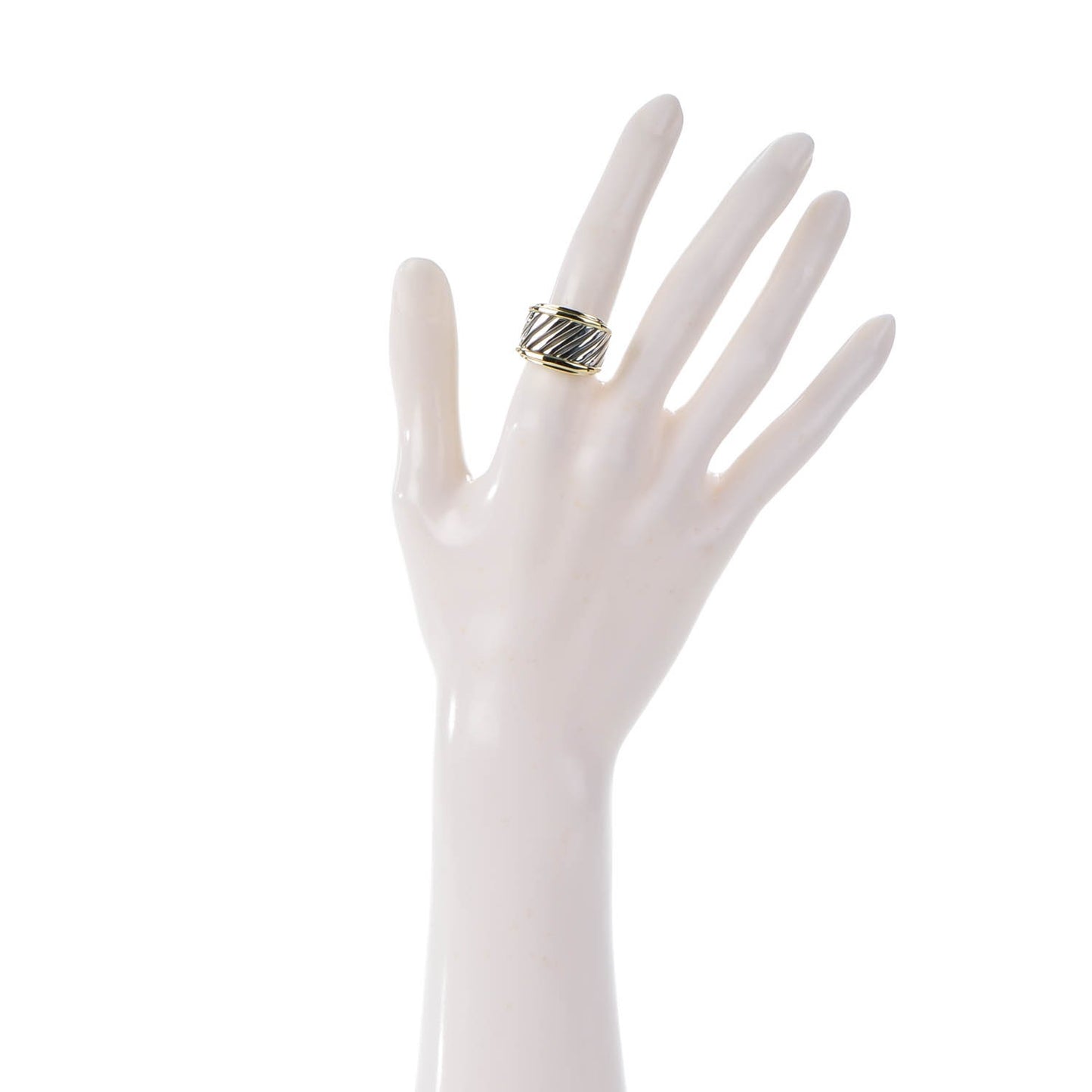 Sterling Silver 14K Yellow Gold 15mm Thoroughbred Ring 51.5 6