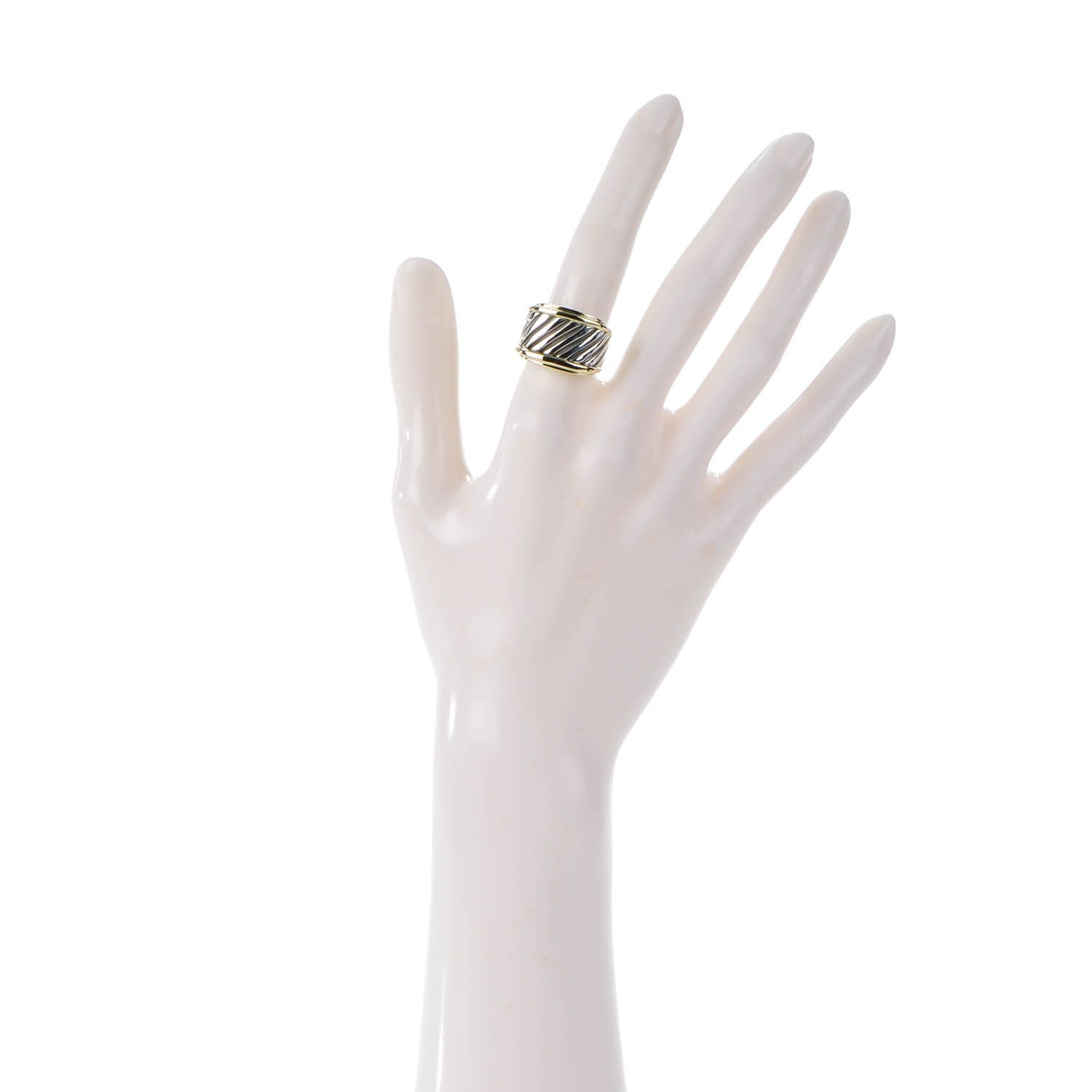 David Yurman Sterling Silver 14K Yellow Gold 15mm Thoroughbred Ring 51.5 6 2 of 4
