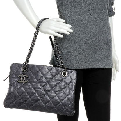 Chanel Caviar Timeless CC Large Zip Shopping Tote Dark Silver 2 of 8