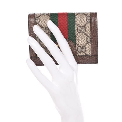 Gucci GG Supreme Monogram Web Ophidia Card Case Beige New Acero 2 of 8