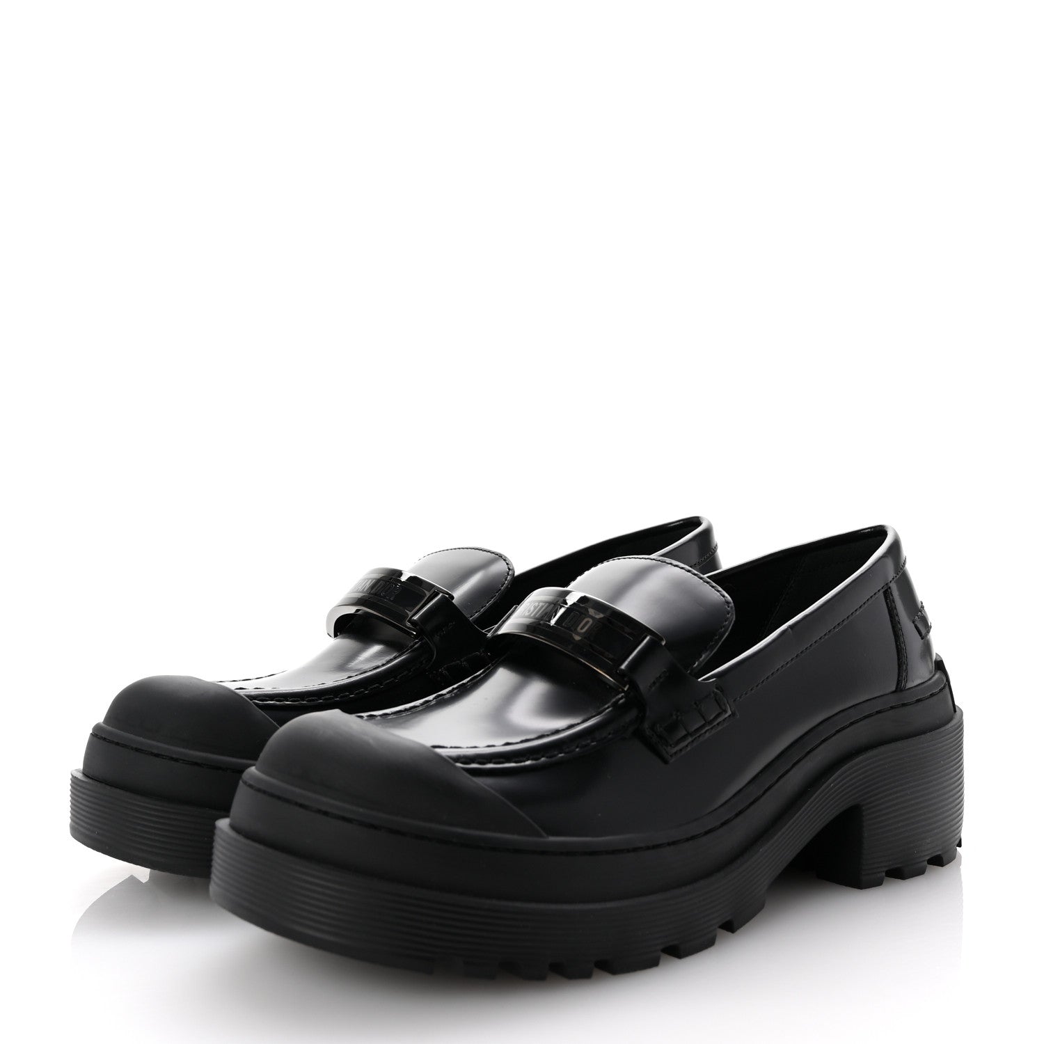 Christian Dior Brushed Calfskin Dior Code Lug Sole Platform 35mm Loafers 37.5 Black 4 of 10