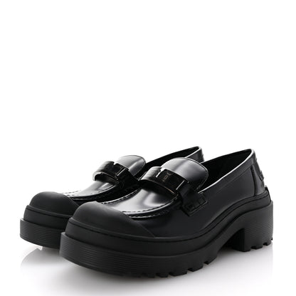 Christian Dior Brushed Calfskin Dior Code Lug Sole Platform 35mm Loafers 37.5 Black 4 of 10