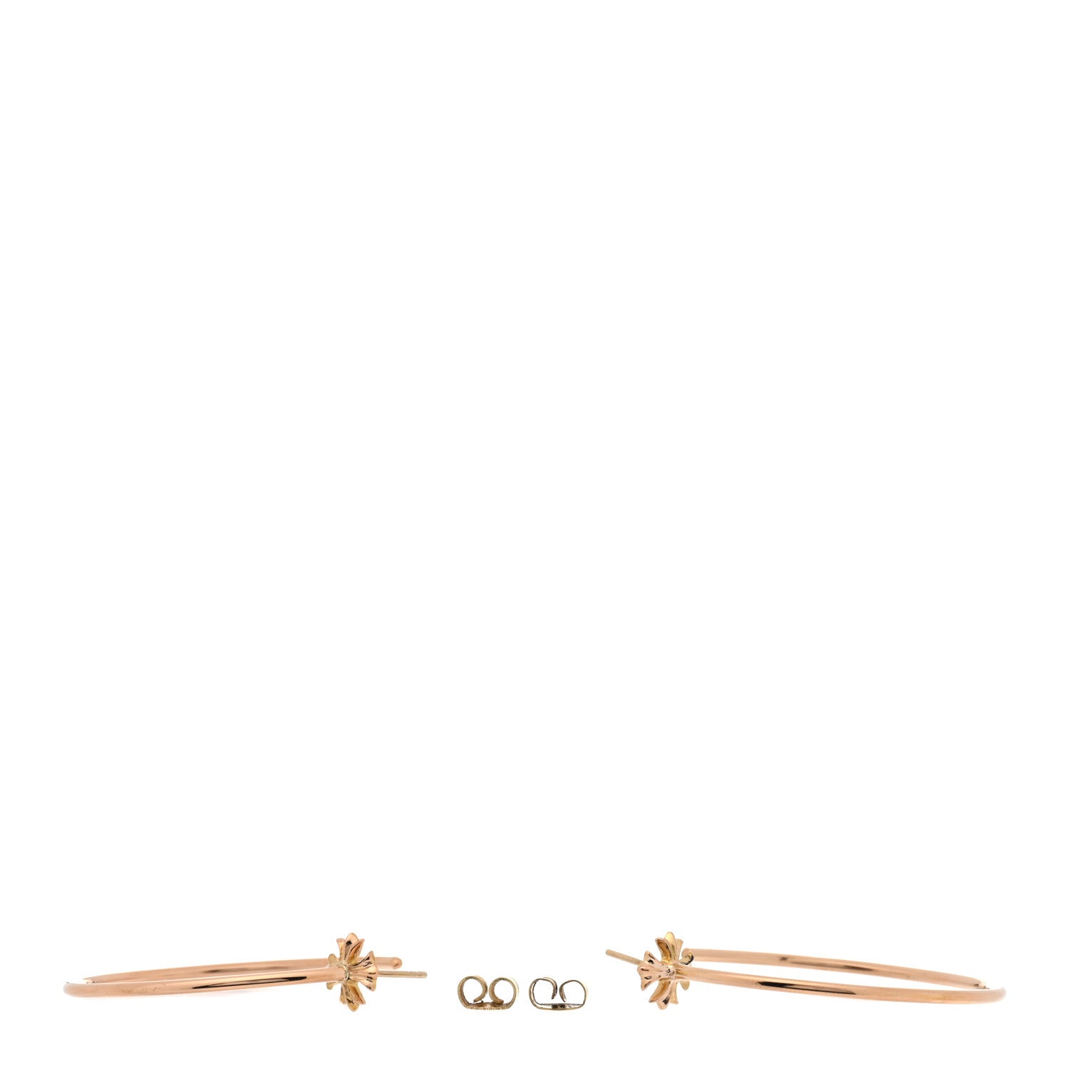Chrome Hearts 22K Yellow Gold Cross Hoop Earrings 3 of 4