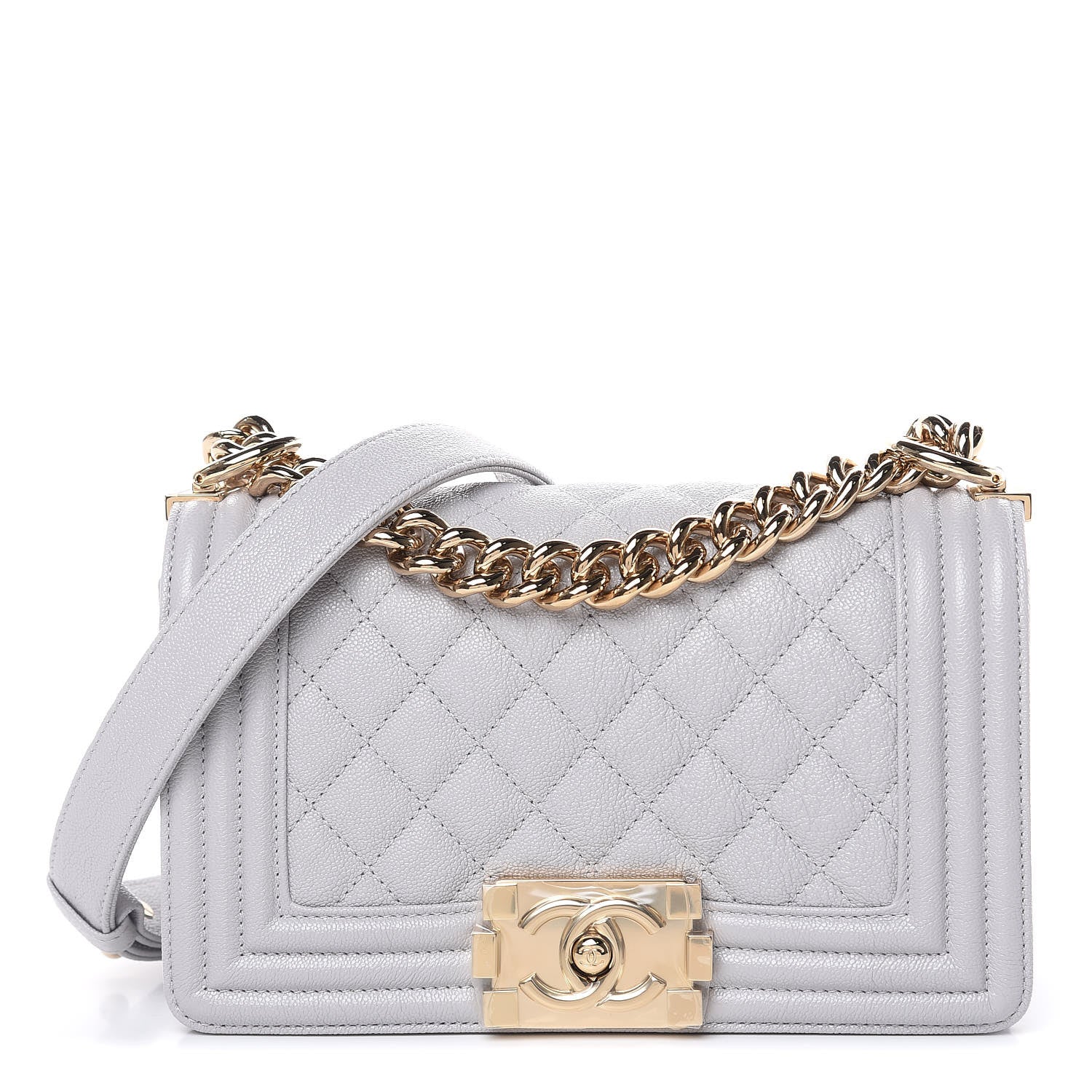 Chanel Caviar Quilted Small Boy Flap Light Grey 1 of 10