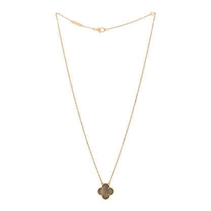 Van Cleef & Arpels 18K Rose Gold Gray Mother of Pearl Vintage Alhambra Pendant Necklace 3 of 5