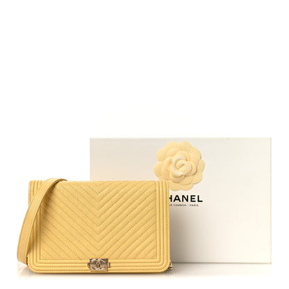 Chanel Caviar Chevron Quilted Boy Wallet On Chain WOC Yellow 14 of 14
