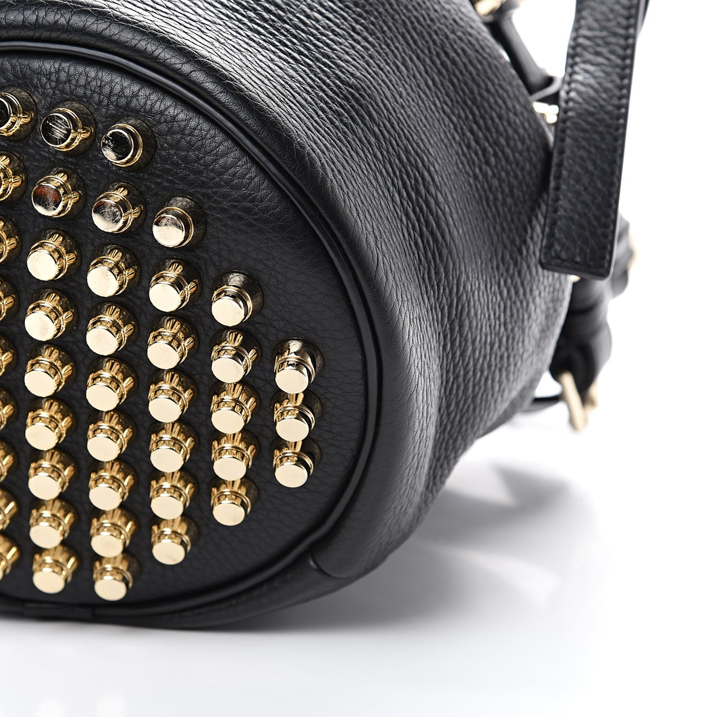 Pebbled Lambskin Diego Bucket Black Gold Hardware