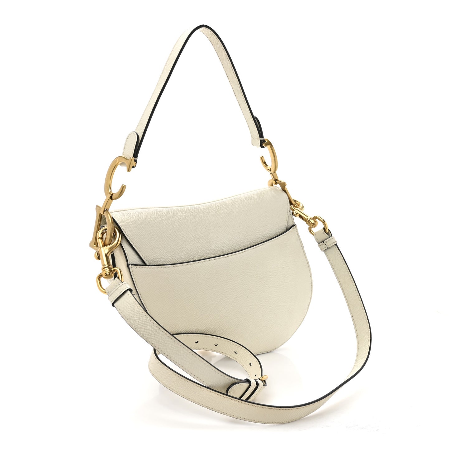 Grained Calfskin Saddle Bag With Strap Latte