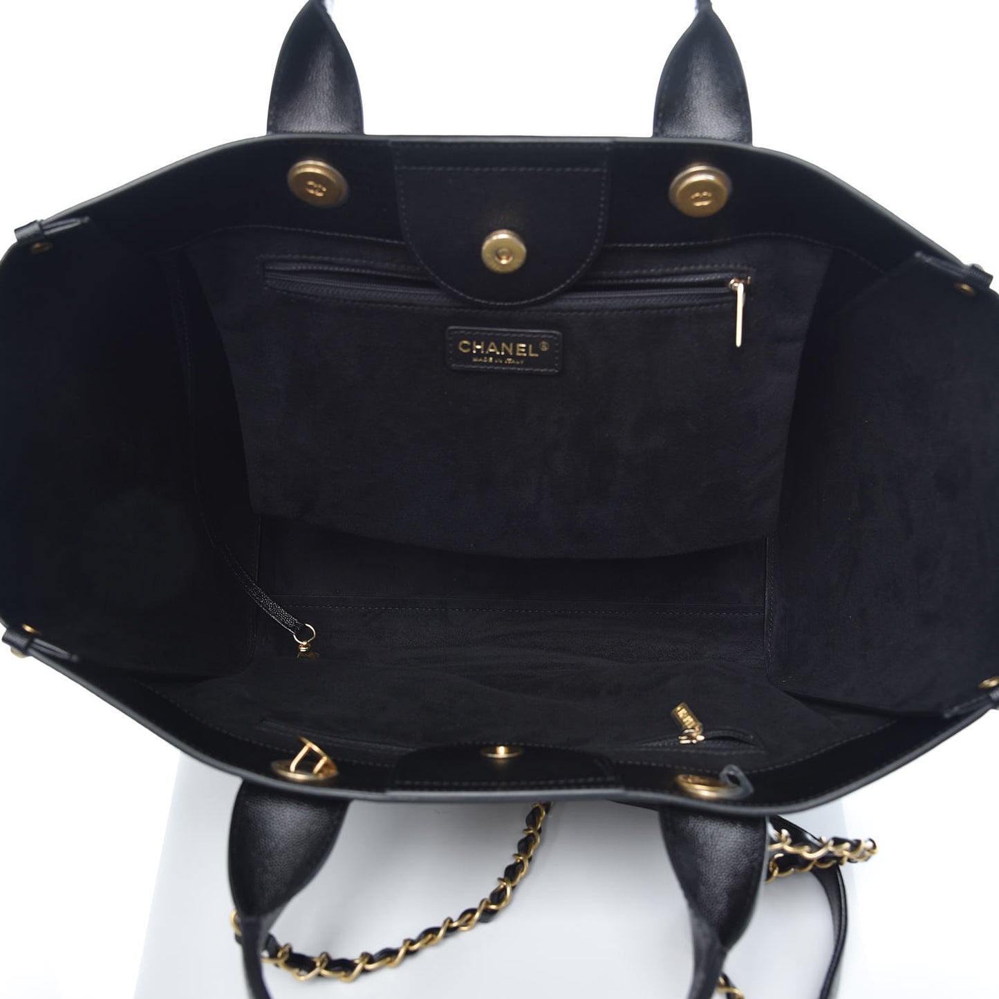 Caviar Medium Studded Deauville Tote Black