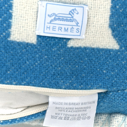 Hermes Wool Cashmere Avalon Epopee Baby Pillow Bleu Paon Celadon 3 of 3