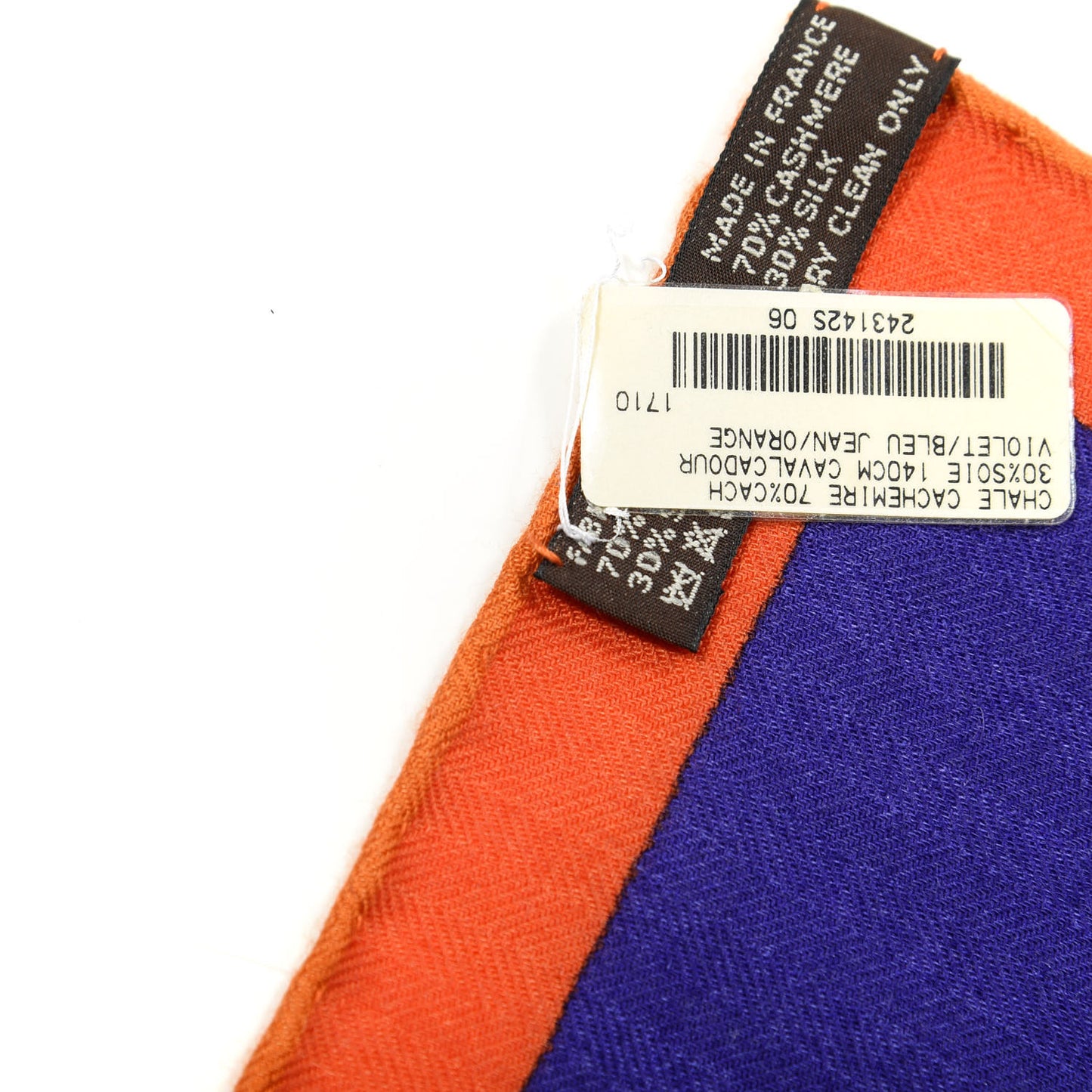 Cashmere Silk Cavalcadour Shawl 140 Violet Bleu Jean Orange