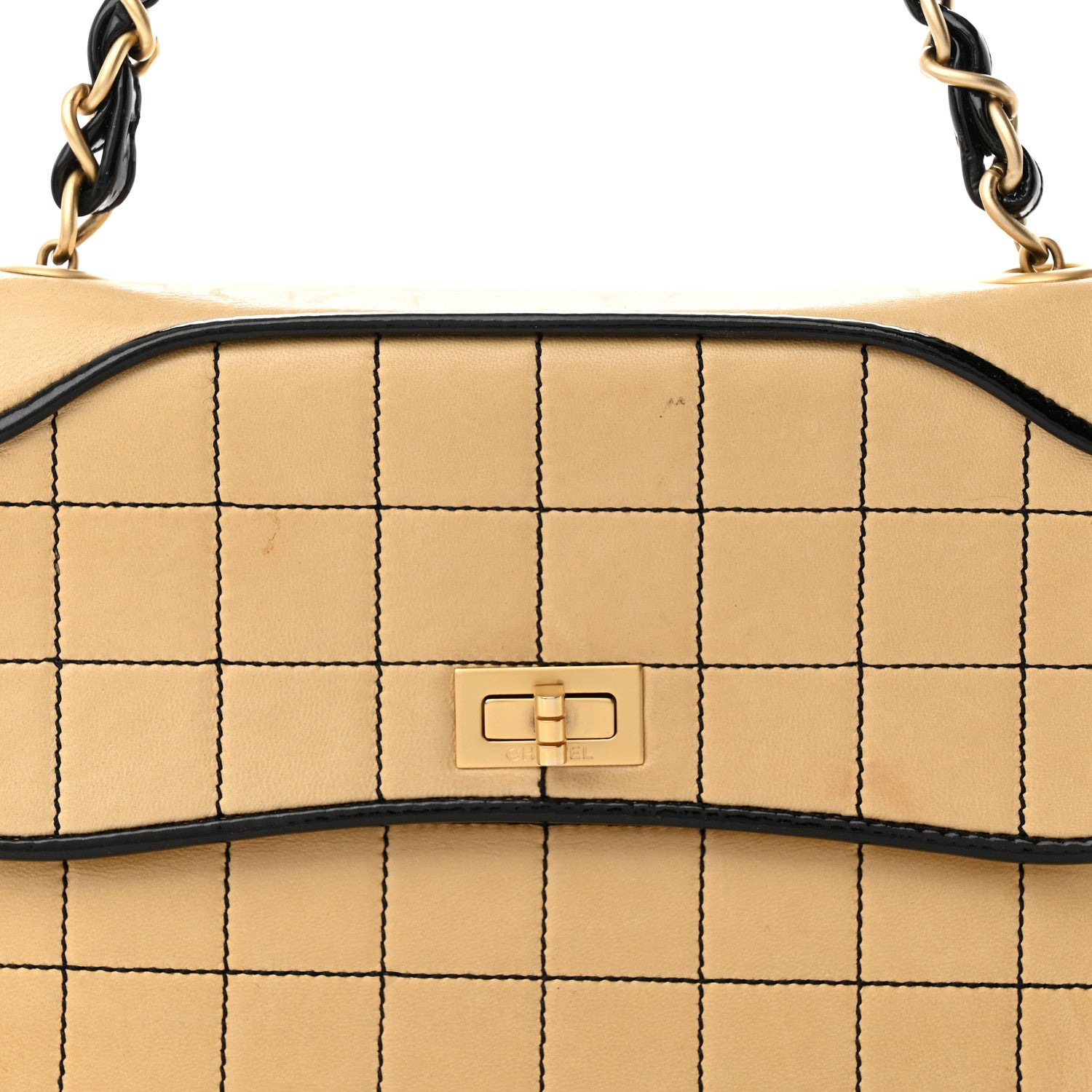Chanel Lambskin Reissue Chocolate Bar Flap Beige Black 8 of 23
